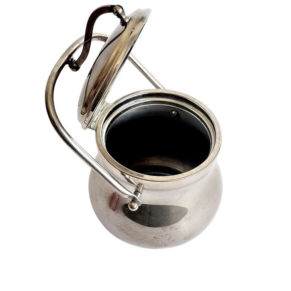 Ice Bucket by Aldo Tura for Macabo Italy 1960s Silver Plated Hinged Lid 9.5" - Picture 3 of 7